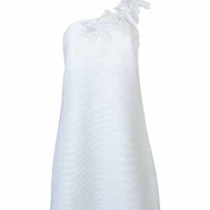 Raffaela D'Angelo Abito Bianco Monospalla Ottoman/macramè fiori