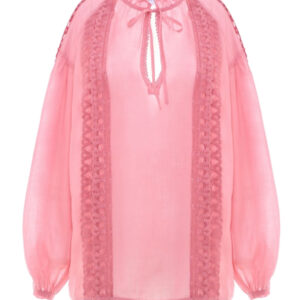 Bazar deluxe camicia ramie con inserti in pizzo