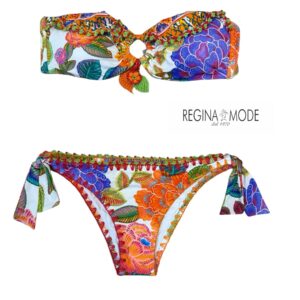 Laetitia Beachwear Fascia Stampa Bianco + Crochet