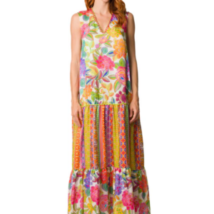 Laetitia Beachwear Caftano lungo stampa fiori