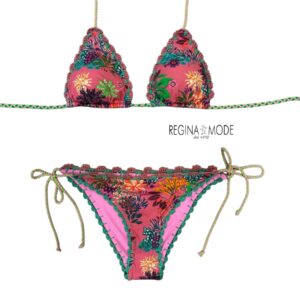 Laetitia Beachwear Bikini triangolo fiori rosa