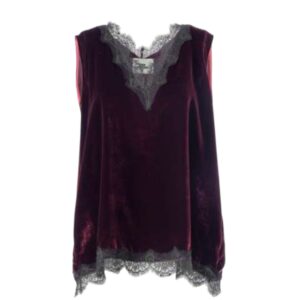 Pink Memories top in velluto con pizzo