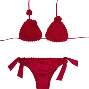 Bikini Triangolo Crochet Rosso