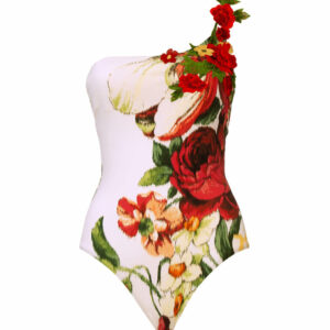 Raffaela D'Angelo Intero Monospalla con Fiore Macramè