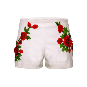 Raffaela D'Angelo Shorts  denim con Fiori macramè