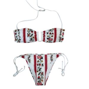 Raffaela D'Angelo Bikini Fascia rosso con ferro centrale e strass
