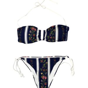 Raffaela D'Angelo Bikini Fascia ferro centrale Stampa riga fiori+strass