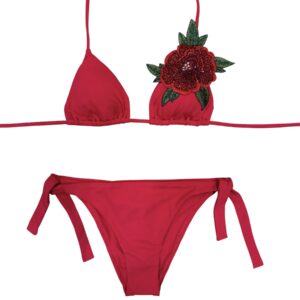 Raffaela D'Angelo Triangolo Rosso con fiore Strass