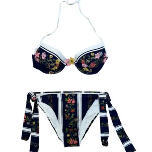 Raffaela D'angelo Bikini Push-Up Disegno piazzato blu+strass