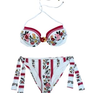 Raffaela D'angelo Bikini Push-Up disegno piazzato rosso con strass