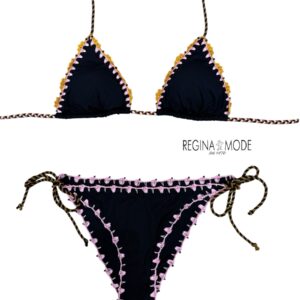 Laetitia Bikini triangolo nero+crochet
