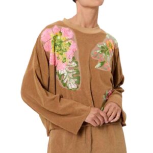 Pink Memories Felpa girocollo con ricami in pailettes