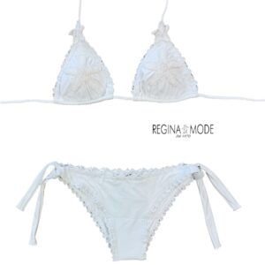 Laetitia Bikini triangolo bianco con dettagli crochet