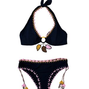 Laetitia Bikini ferretto cup C nero + dettagli crochet