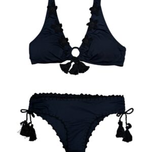 Laetitia Bikini Brassiere Nero + Fiori crochet